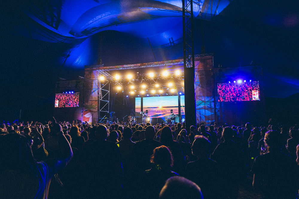 Stage at queenscliff music festival at night